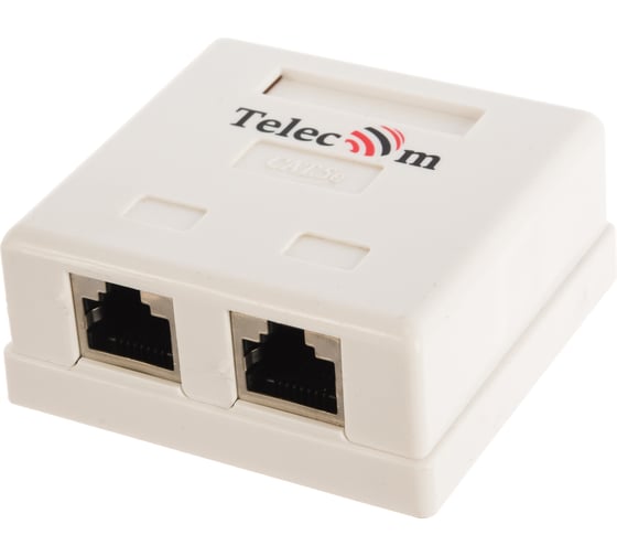 Внешняя двойная розетка Telecom RJ-45 /FTP/ 5E категория, экранированная TC-SB-2-8P8C-C5E-SH-WH