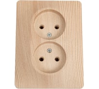 Розетка двойная Systeme Electric Glossa сосна без заземления, 16а, в сборе GSL001520