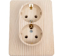 Розетка двойная Systeme Electric Glossa сосна с заземлением, 16а, в сборе GSL001524