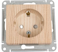 Розетка Systeme Electric Glossa сосна с заземлением со шторками, 16а, механизм GSL001545