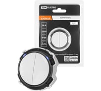 2-клавишный проходной выключатель TDM ELECTRIC 16а 250в кнопочный механизм белый, "байкал" SQ1819-0025