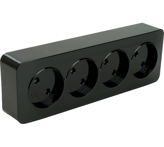 Розетка 4-местная STEKKER б/з открытой установки, 250в, 10а, ip20, серия софия, черный, mst10-14-02 49319