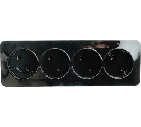Розетка 4-местная STEKKER б/з открытой установки, 250в, 10а, ip20, серия софия, черный, mst10-14-02 49319