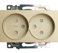 Розетка 2-местная STEKKER с защитной шторкой (механизм) б/з, 250в, 10а, серия катрин, золото, gls10-7113-08, 49225