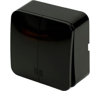 Выключатель открытой установки STEKKER 2-клавишный с индикатором, 250в, 10а, ip20, серия софия, черный, msw10-21-02, 49294