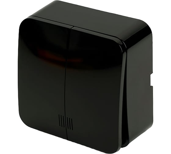 Выключатель открытой установки STEKKER 2-клавишный с индикатором, 250в, 10а, ip20, серия софия, черный, msw10-21-02, 49294