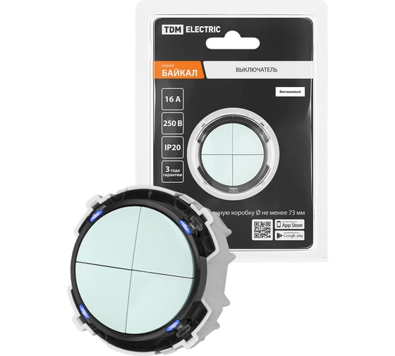 Выключатель TDM ELECTRIC 4-кл. 16а 250в проходной кнопочный механизм фисташковый, "байкал" SQ1819-0129