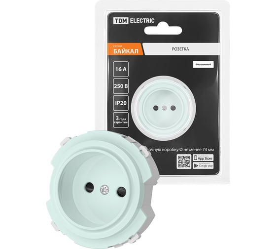 Розетка TDM ELECTRIC 2п 16а 250в с защ. шт. фисташковая, "байкал" SQ1819-0108