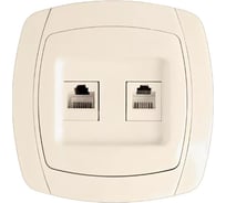 Розетка EKF Simple Париж, RJ-45+Phone, 1A, 120В, бежевая, SQ ESK01-135-20
