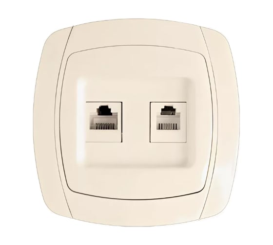 Розетка EKF Simple Париж, RJ-45+Phone, 1A, 120В, бежевая, SQ ESK01-135-20 1