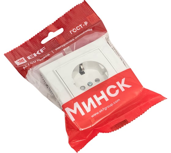 1-местная розетка EKF Минск СП с/з 16А белая с защитными шторками Basic ERR16-028-100