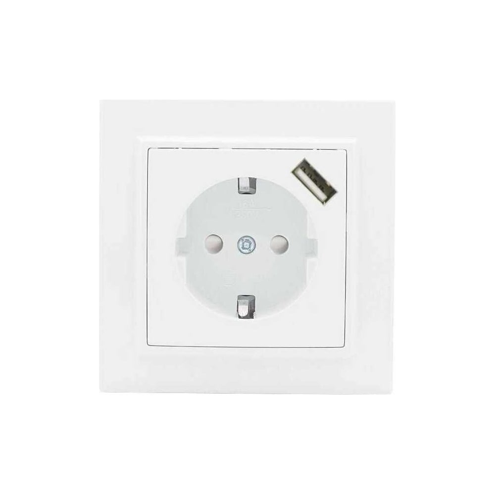 1-местная розетка EKF СП с/з Минск 16А белая с защитными шторками с USB ...