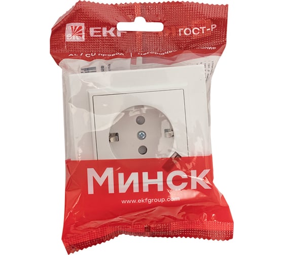 1-местная розетка EKF СП с/з Минск 16А белая с защитными шторками с USB 1А ERR16-028-100-USB