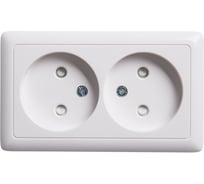 2-ая розетка Systeme Electric Хит открытой установки, с изолирующей пластиной, белый, без заземления, со шторками, 16а RA16-233I-B