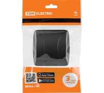 Розетка TDM ELECTRIC 2П+З открытой установки IP54 16А с крышкой графит "Селигер" SQ1818-0313