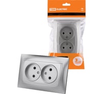 Розетка TDM ELECTRIC двойная 2П 10А 250В серебр. металлик "Лама" SQ1815-0224