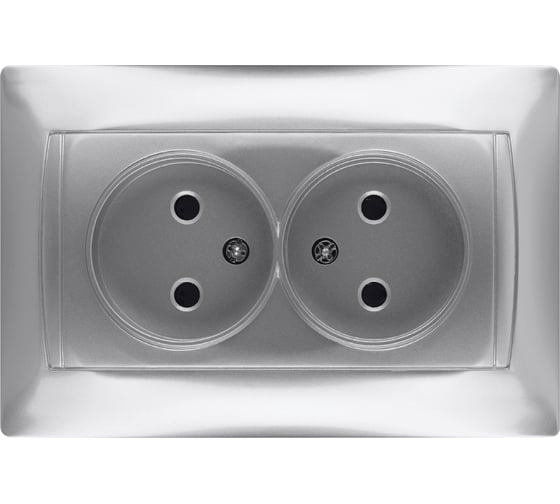 Розетка TDM ELECTRIC двойная 2П 10А 250В серебр. металлик "Лама" SQ1815-0224