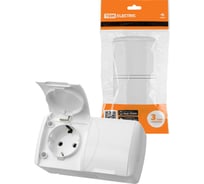 Розетка TDM ELECTRIC двойная 2П+3 открытой установки IP54 16А с крышкой белая "Селигер" SQ1818-0014