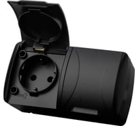 Розетка TDM ELECTRIC двойная 2П+3 открытой установки IP54 16А с крышкой графит "Селигер" SQ1818-0314