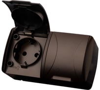 Розетка TDM ELECTRIC двойная 2П+3 открытой установки IP54 16А с крышкой шоколад "Селигер" SQ1818-0214