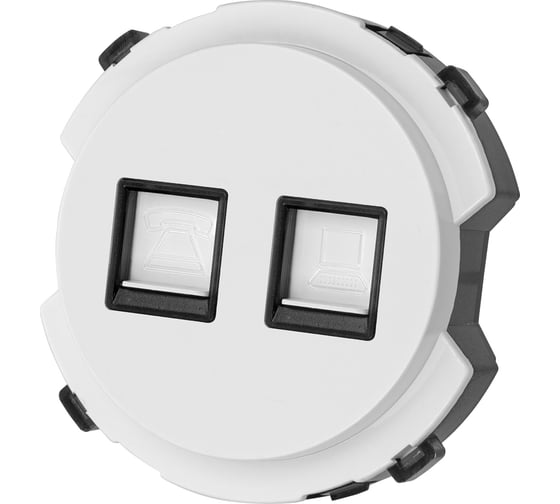 Розетка TDM ELECTRIC телефонная rj11 + компьютерная rj45, белая, "байкал" SQ1819-0017