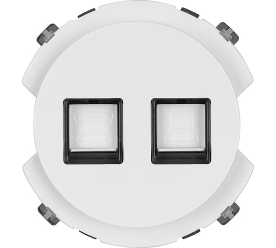 Розетка TDM ELECTRIC телефонная rj11 + компьютерная rj45, белая, "байкал" SQ1819-0017
