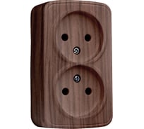 Розетка EKF Минск ОП 2-местная, без заземления 10А, тёмное дерево EGR10-102-40