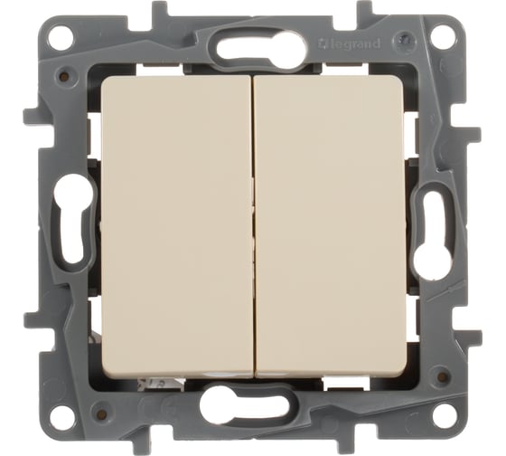 Выключатель Legrand двухклавишный Legrand Etika 10А 250В безвинтовые зажимы слоновая кость 672302