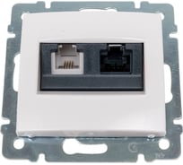 Розетка Legrand двойная RJ11+RJ45 категория 5e UTP Legrand Valena белый 770080