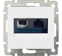 Механизм розетки Legrand компьютер + телефон 1-м СП Valena RJ45 CAT.5E UTP+RJ11 белый Leg 770080