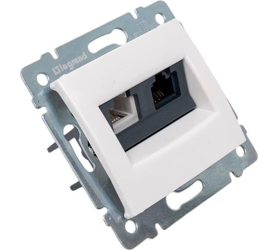 Розетка Legrand двойная RJ11+RJ45 категория 5e UTP Legrand Valena белый 770080