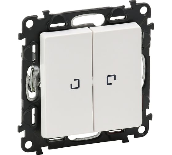 Выключатель Legrand Valena LIFE  двухклавишный 10АХ 250В с подсветкой.С лицевой панелью.Белый 752428