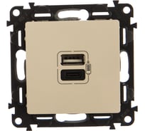 Зарядное устройство Legrand Valena Life с двумя USB-разъемами тип A-тип C 240 В/5 В 3000 мА слоновая кость 753206