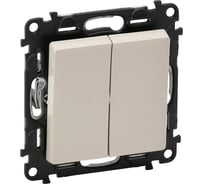 Переключатель Legrand Valena LIFE  двухклавишный 10А 250В с лицевой панелью.Безвинтовые зажимы.Слоновая кость 752508