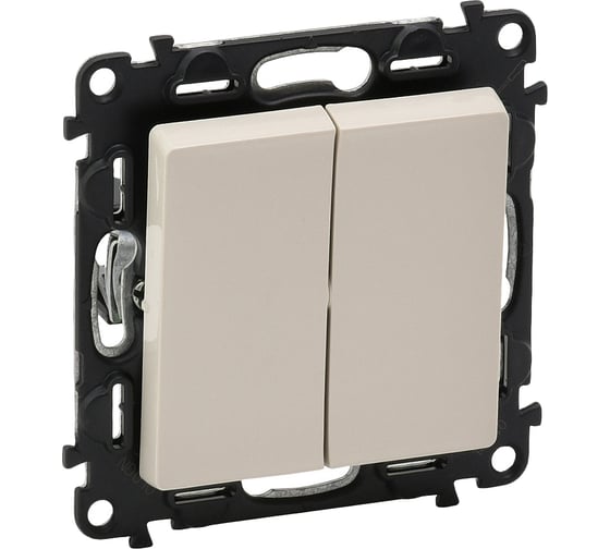 Переключатель Legrand Valena LIFE  двухклавишный 10А 250В с лицевой панелью.Безвинтовые зажимы.Слоновая кость 752508 1
