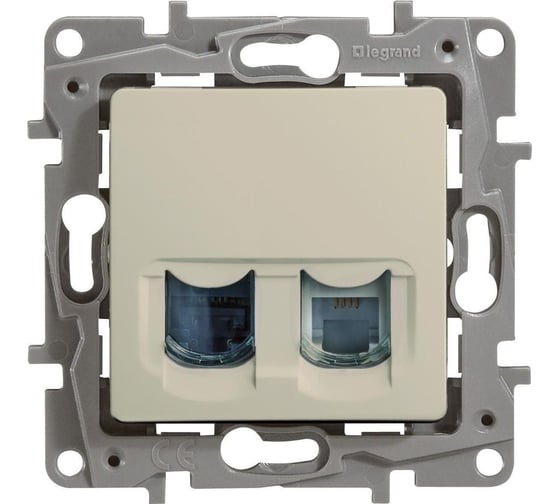 Розетка Legrand двойная RJ11+RJ45 категория 5e UTP Legrand Etika слоновая кость 672352