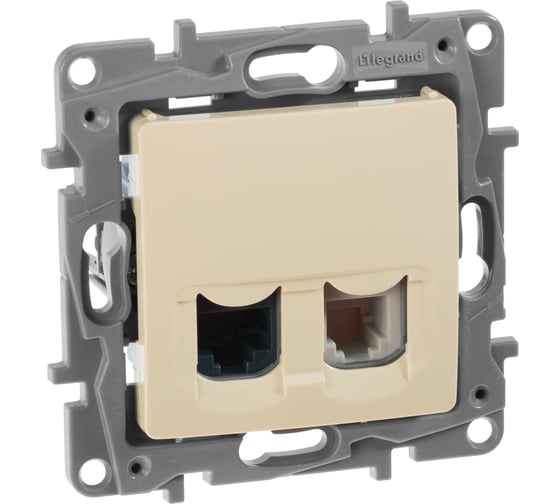 Розетка Legrand двойная RJ11+RJ45 категория 5e UTP Legrand Etika слоновая кость 672352