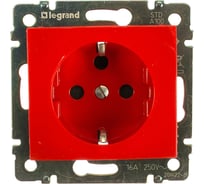 Механизм розетки Legrand 1-м СП Valena с блоком немецкий стандарт с заземлением красный Leg 774327