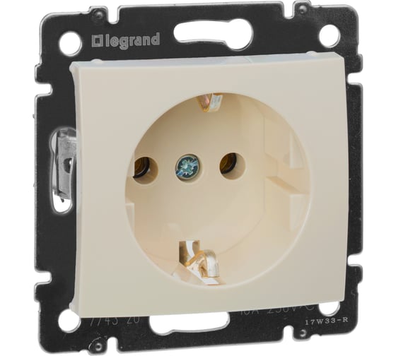 Розетка Legrand с заземлением Legrand Valena без шторок 16А 250В винтовые зажимы слоновая кость 774320