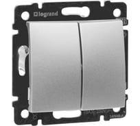 Выключатель Legrand двухклавишный Legrand Valena 10А 250В схема 5 безвинтовые зажимы алюминий 770105