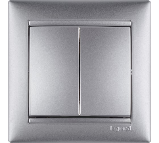 Выключатель Legrand двухклавишный Legrand Valena 10А 250В схема 5 безвинтовые зажимы алюминий 770105