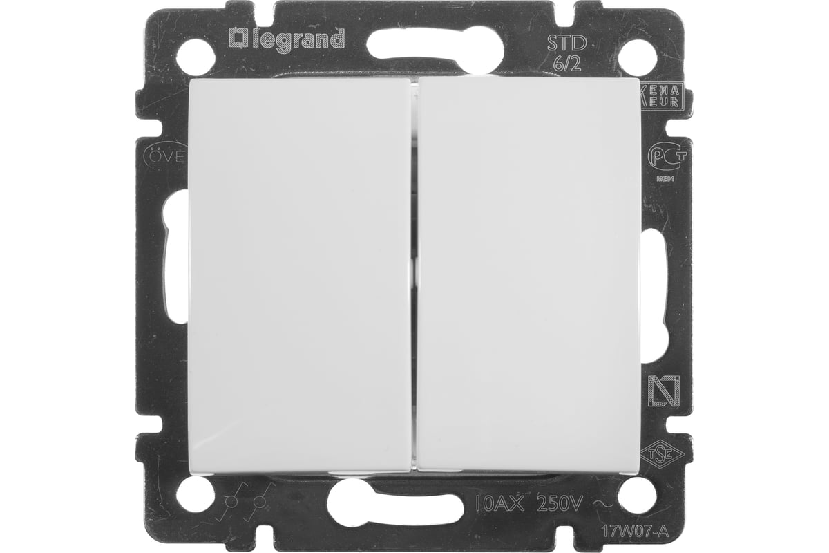 Переключатель Legrand двухклавишный Legrand Valena 10А 250В схема 6/2 ...