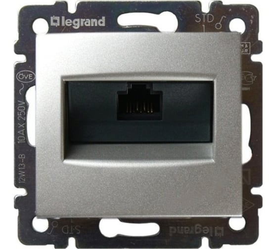 Розетка Legrand компьютерная RJ45 категория 5e UTP Legrand Valena монтаж на винтах алюминий 770238 1