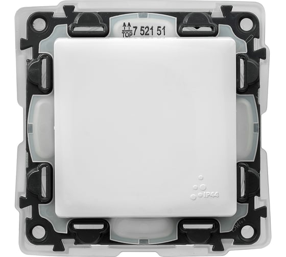 Выключатель Legrand Valena LIFE IP44 10АХ 250В с лицевой панелью.Безвинтовые зажимы.Белый 752151