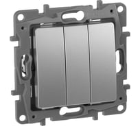 Выключатель Legrand трёхклавишный Legrand Etika 10А 250В винтовые зажимы алюминий 672413