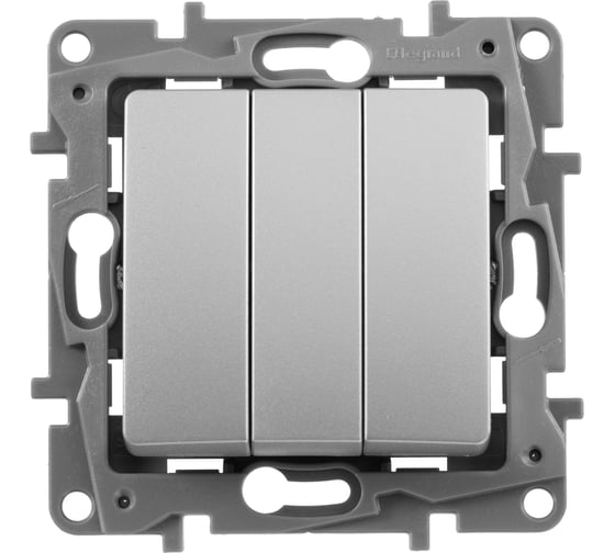 Выключатель Legrand трёхклавишный Legrand Etika 10А 250В винтовые зажимы алюминий 672413