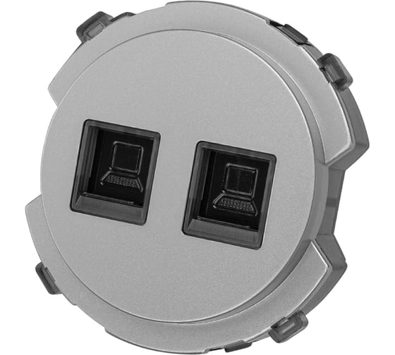 Розетка компьютерная TDM ELECTRIC двойная RJ45 платина, "байкал" SQ1819-0316 1