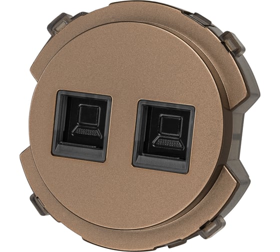 Розетка компьютерная TDM ELECTRIC двойная RJ45 бронза, "байкал" SQ1819-0416