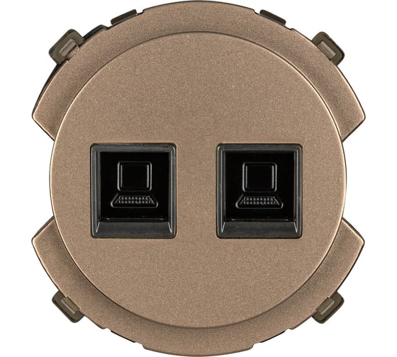 Розетка компьютерная TDM ELECTRIC двойная RJ45 бронза, "байкал" SQ1819-0416