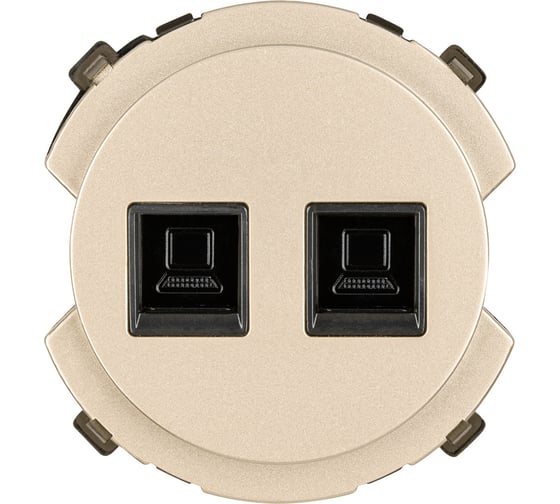 Розетка компьютерная TDM ELECTRIC двойная RJ45 шампань, "байкал" SQ1819-0516